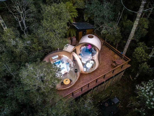 Tenda inflável de design profissional com banheiro sala de estar e quarto para aventuras ao ar livre