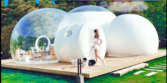 Tenda inflável de design profissional com banheiro sala de estar e quarto para aventuras ao ar livre
