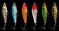 6 ganchos salmonete das cores 7.5CM/8.6g 8#, vara, atrações plásticas do lápis da isca de pesca do ABS do peixe-gato