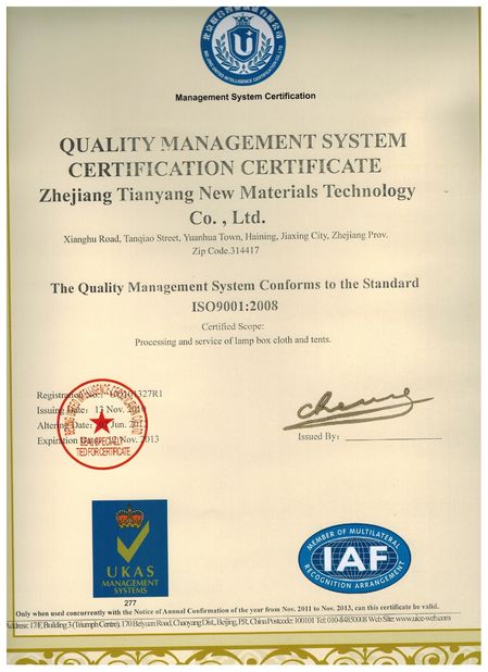 China Shanghai BGO Industries Ltd. Certificações